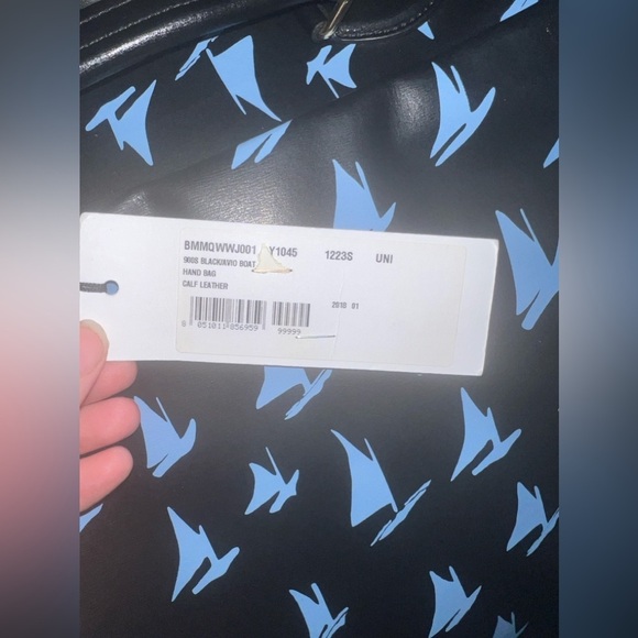 MARNI Spring/Summer 2018 Unisex Blue Leather Sailboat Patterned Satchel Bag - Picture 14 of 17